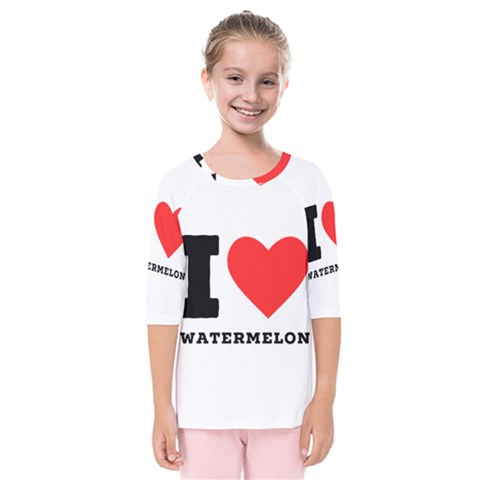 I Love Watermelon  Kids  Quarter Sleeve Raglan Tee by ilovewhateva