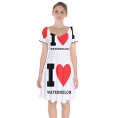 I Love Watermelon  Short Sleeve Bardot Dress by ilovewhateva