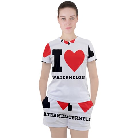 I Love Watermelon  Women s Tee And Shorts Set by ilovewhateva