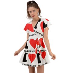 I Love Watermelon  Flutter Sleeve Wrap Dress by ilovewhateva