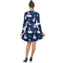 Swan Pattern Elegant Design Long Sleeve Panel Dress View2