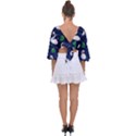 Swan Pattern Elegant Design Tie Back Butterfly Sleeve Chiffon Top View2