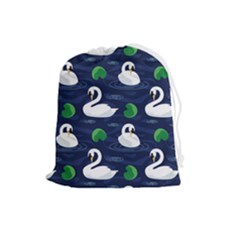 Swan Pattern Elegant Design Drawstring Pouch (large) by Vaneshart