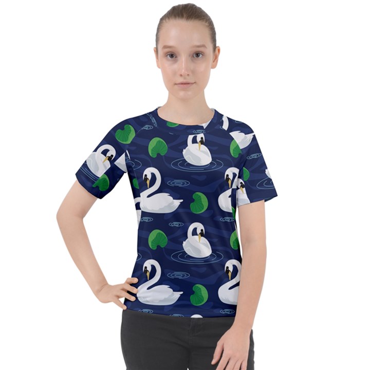 Swan Pattern Elegant Design Women s Sport Raglan Tee