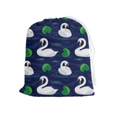 Swan Pattern Elegant Design Drawstring Pouch (xl) by Vaneshart