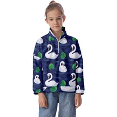 Swan Pattern Elegant Design Kids  Half Zip Hoodie by Vaneshart