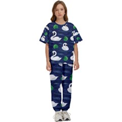 Swan Pattern Elegant Design Kids  Tee And Pants Sports Set by Vaneshart