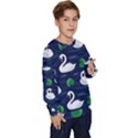 Swan Pattern Elegant Design Kids  Long Sleeve Jersey View3