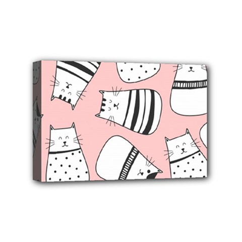 Cute Cats Cartoon Seamless-pattern Mini Canvas 6  X 4  (stretched) by Vaneshart