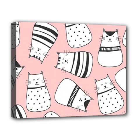 Cute Cats Cartoon Seamless-pattern Deluxe Canvas 20  X 16  (stretched) by Vaneshart