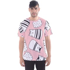 Cute Cats Cartoon Seamless-pattern Men s Sport Mesh Tee