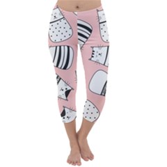 Cute Cats Cartoon Seamless-pattern Capri Winter Leggings  by Vaneshart