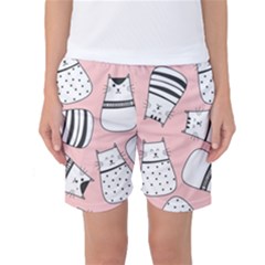 Cute Cats Cartoon Seamless-pattern Women s Basketball Shorts by Vaneshart