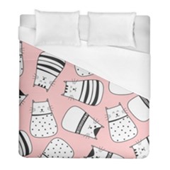 Cute Cats Cartoon Seamless-pattern Duvet Cover (full/ Double Size) by Vaneshart