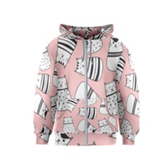 Cute Cats Cartoon Seamless-pattern Kids  Zipper Hoodie by Vaneshart