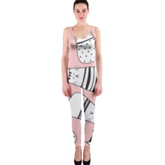 Cute Cats Cartoon Seamless-pattern One Piece Catsuit by Vaneshart