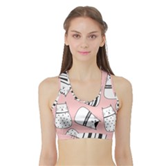 Cute Cats Cartoon Seamless-pattern Sports Bra With Border by Vaneshart