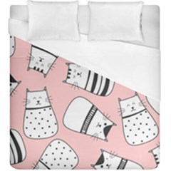 Cute Cats Cartoon Seamless-pattern Duvet Cover (king Size) by Vaneshart