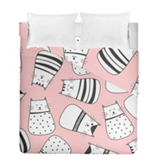 Cute Cats Cartoon Seamless-pattern Duvet Cover Double Side (full/ Double Size) by Vaneshart