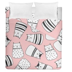 Cute Cats Cartoon Seamless-pattern Duvet Cover Double Side (queen Size) by Vaneshart