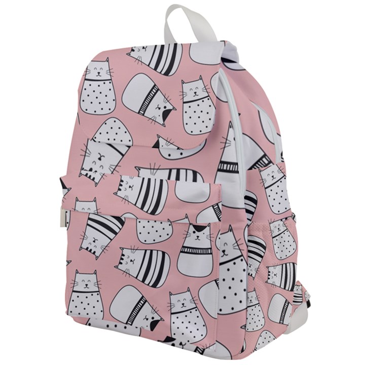 Cute Cats Cartoon Seamless-pattern Top Flap Backpack