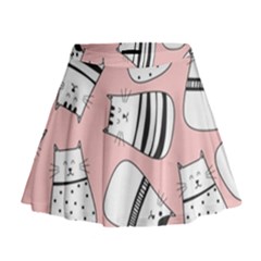 Cute Cats Cartoon Seamless-pattern Mini Flare Skirt by Vaneshart