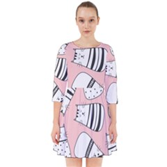 Cute Cats Cartoon Seamless-pattern Smock Dress by Vaneshart