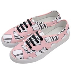 Cute Cats Cartoon Seamless-pattern Women s Classic Low Top Sneakers by Vaneshart