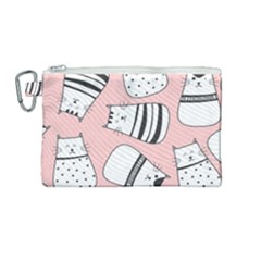 Cute Cats Cartoon Seamless-pattern Canvas Cosmetic Bag (medium) by Vaneshart