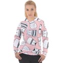 Cute Cats Cartoon Seamless-pattern Women s Overhead Hoodie View1