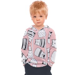 Cute Cats Cartoon Seamless-pattern Kids  Overhead Hoodie by Vaneshart