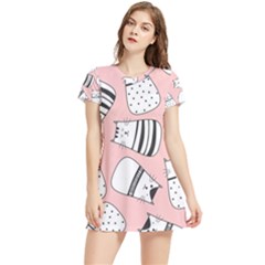 Cute Cats Cartoon Seamless-pattern Women s Sports Skirt by Vaneshart