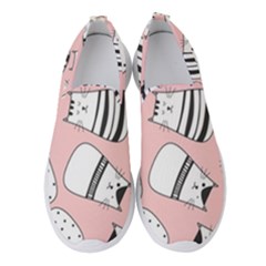 Cute Cats Cartoon Seamless-pattern Women s Slip On Sneakers by Vaneshart