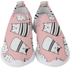 Cute Cats Cartoon Seamless-pattern Kids  Slip On Sneakers by Vaneshart