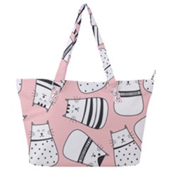 Cute Cats Cartoon Seamless-pattern Full Print Shoulder Bag by Vaneshart