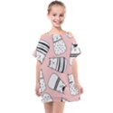 Cute Cats Cartoon Seamless-pattern Kids  One Piece Chiffon Dress View1