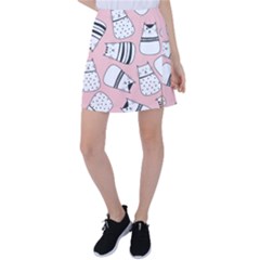 Cute Cats Cartoon Seamless-pattern Tennis Skirt by Vaneshart