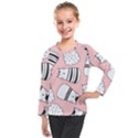 Cute Cats Cartoon Seamless-pattern Kids  Long Mesh Tee View1