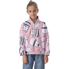 Cute Cats Cartoon Seamless-pattern Kids  Half Zip Hoodie by Vaneshart