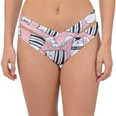 Cute Cats Cartoon Seamless-pattern Double Strap Halter Bikini Bottoms by Vaneshart