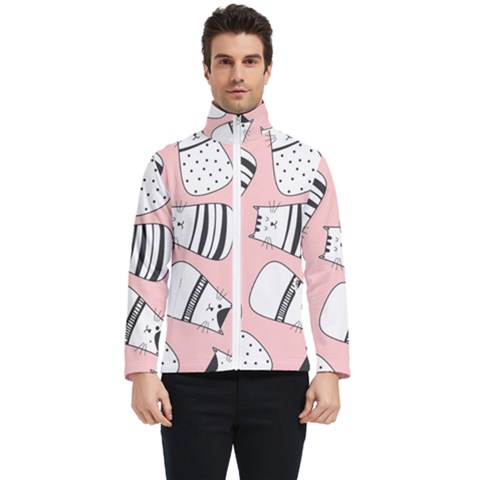 Cute Cats Cartoon Seamless-pattern Men s Bomber Jacket by Vaneshart