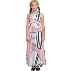 Cute Cats Cartoon Seamless-pattern Kids  Satin Sleeveless Maxi Dress by Vaneshart