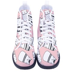 Cute Cats Cartoon Seamless-pattern Men s High-top Canvas Sneakers by Vaneshart