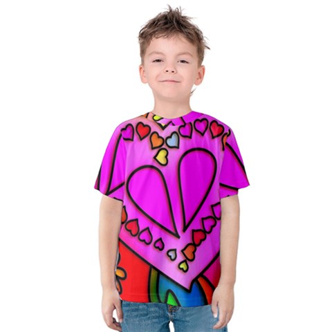 Stained Glass Love Heart Kids  Cotton Tee by Vaneshart