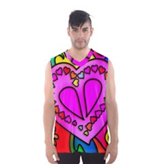 Stained Glass Love Heart Men s Basketball Tank Top by Vaneshart