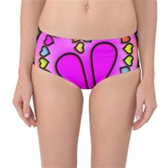 Stained Glass Love Heart Mid-waist Bikini Bottoms by Vaneshart