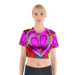 Stained Glass Love Heart Cotton Crop Top by Vaneshart