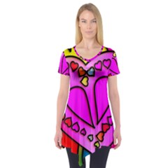 Stained Glass Love Heart Short Sleeve Tunic  by Vaneshart