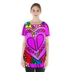 Stained Glass Love Heart Skirt Hem Sports Top by Vaneshart