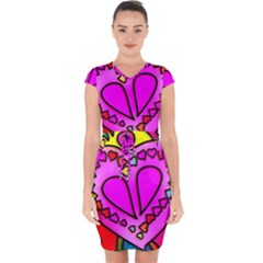 Stained Glass Love Heart Capsleeve Drawstring Dress  by Vaneshart